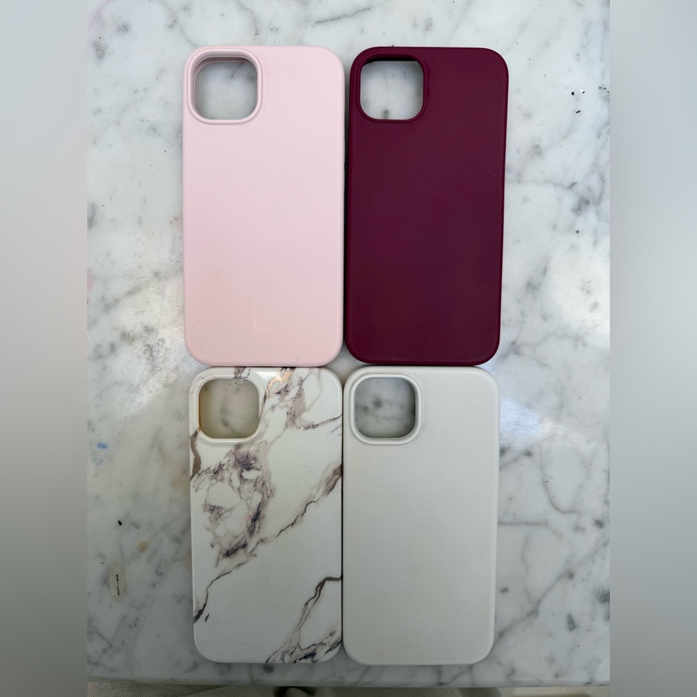 Stylish Phone Case Set - Pink, Burgandy, Marble, White